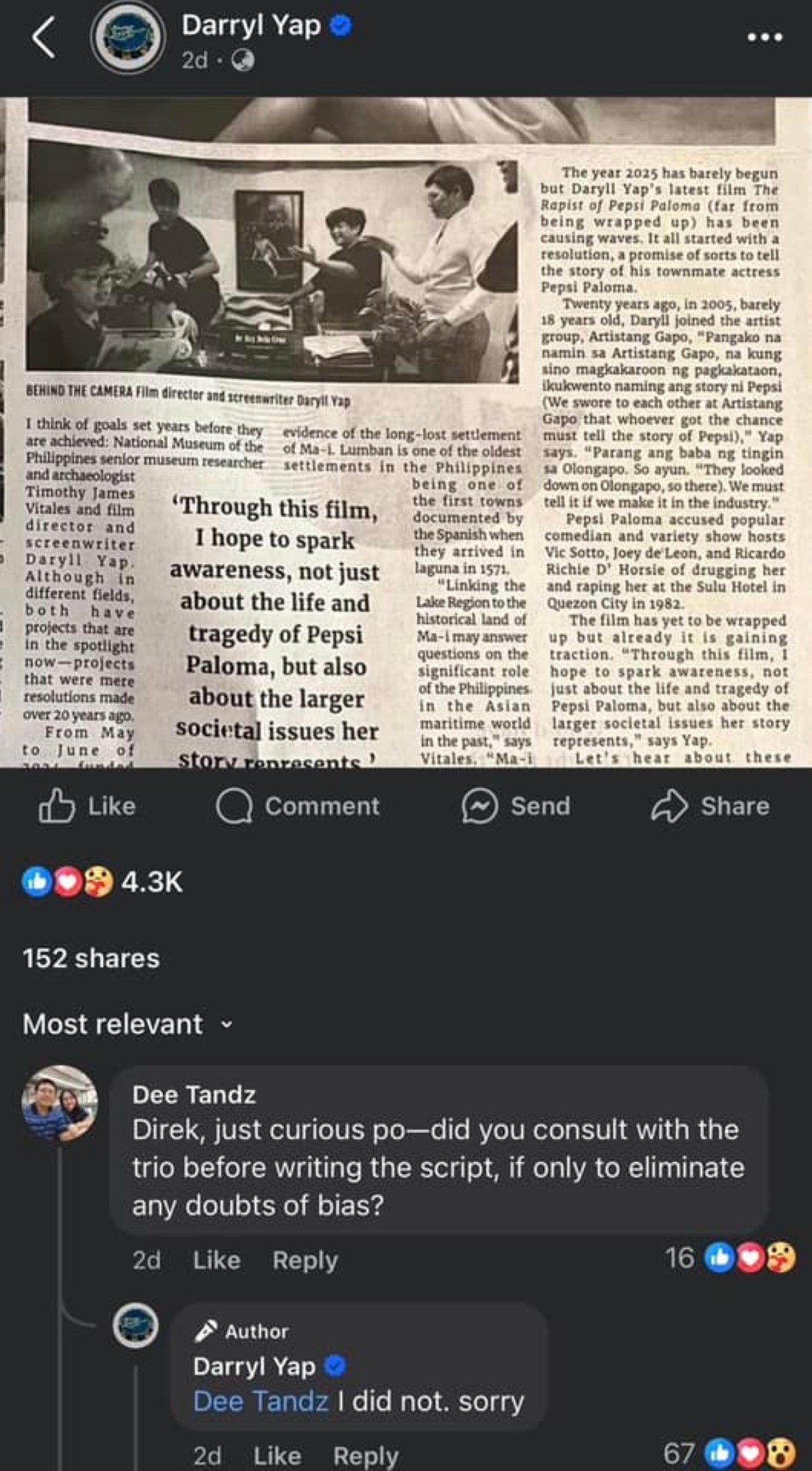 Photo courtesy: Screenshot from Darryl Yap via Atty. Jesus Falcis (FB)