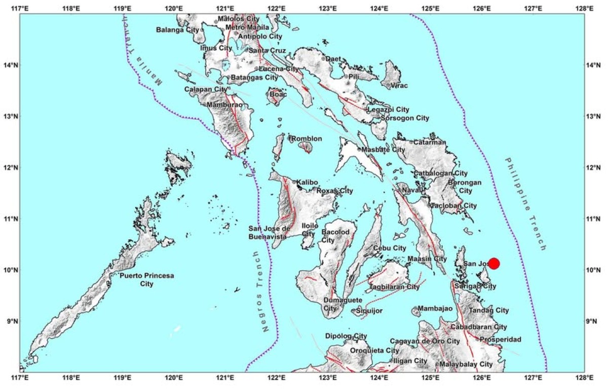 Surigao del Norte, niyanig ng 4.0-magnitude na lindol