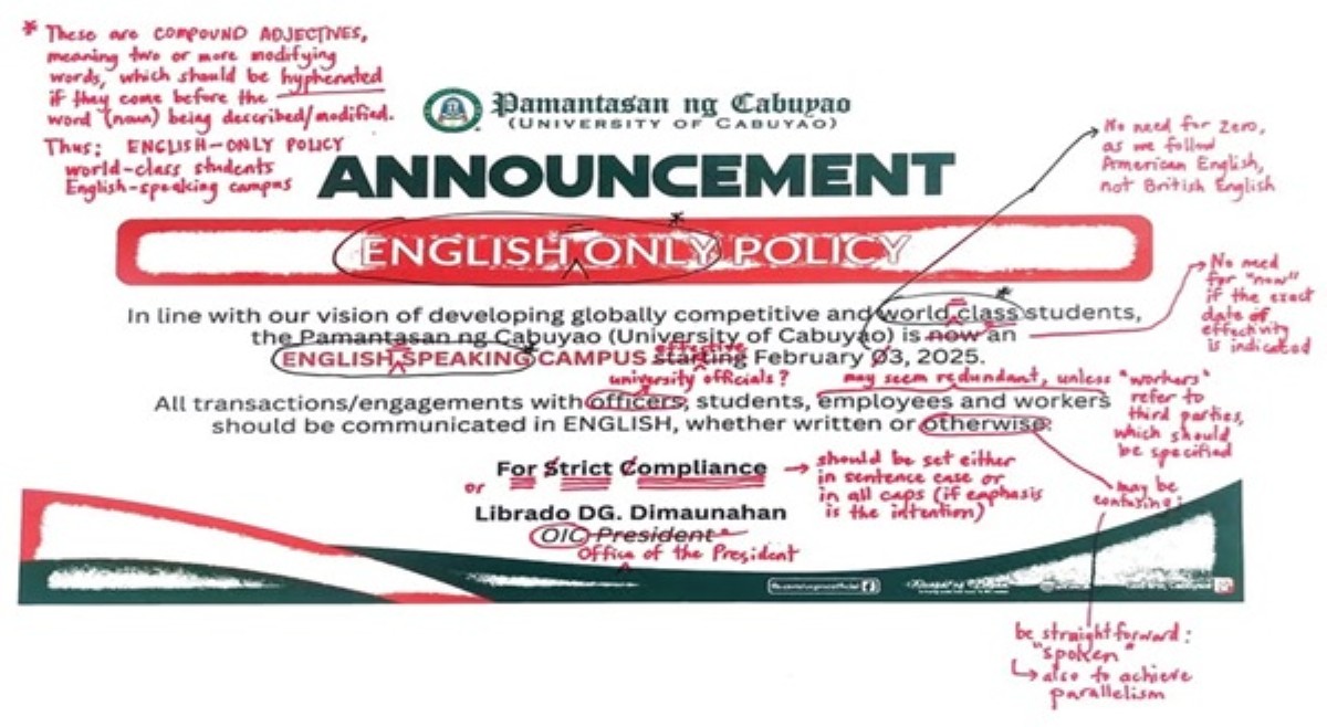 'English-Only Policy' announcement ng pamantasan sa Laguna, inedit ng journalist