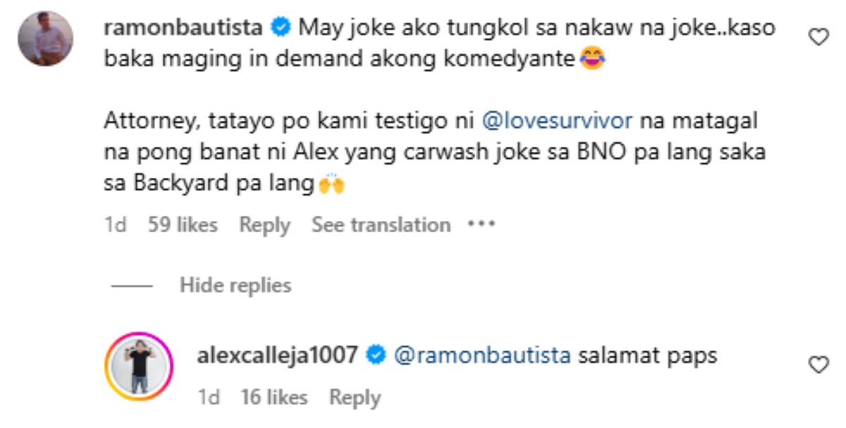 Photo courtesy: Screenshot from Alex Calleja, Ramon Bautista (IG)