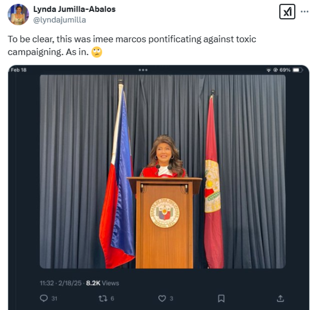 Photo courtesy: Screenshot from Lynda Jumilla-Abalos (X)