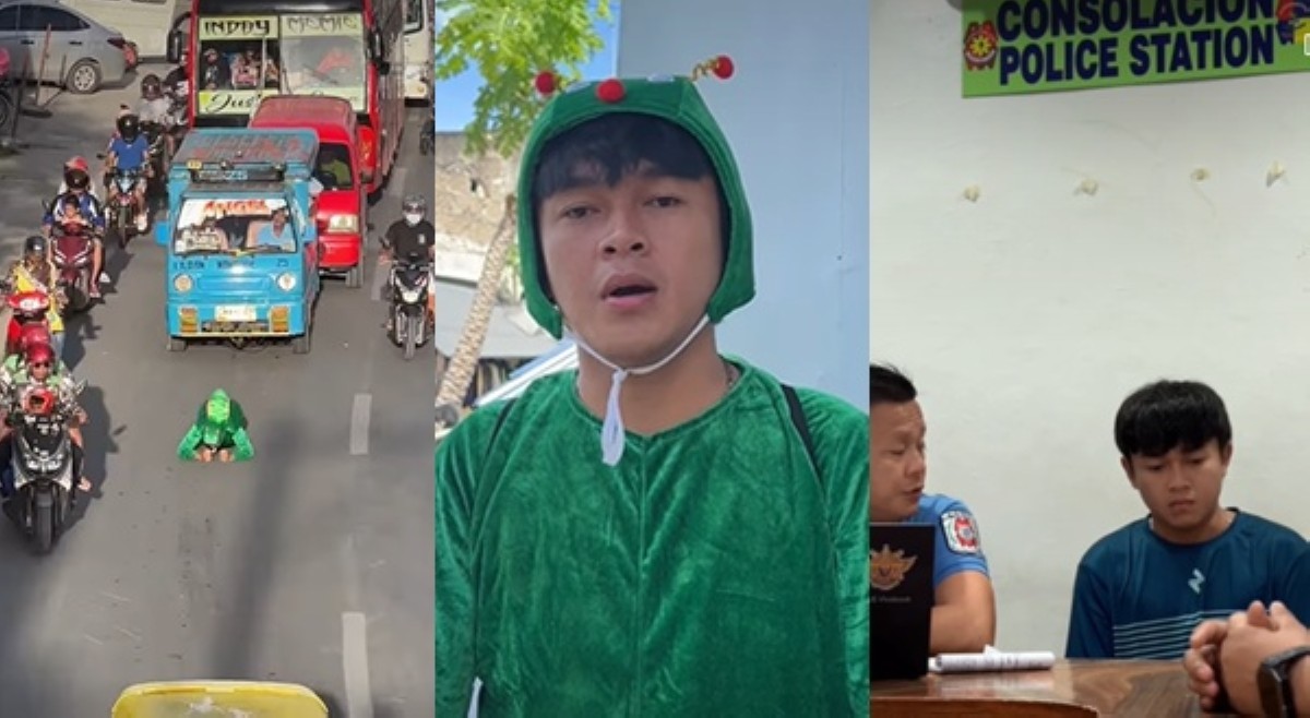 'Gapang pa more!' Vlogger na nag-feeling 'snail man' sa kalsada, nag-sorry