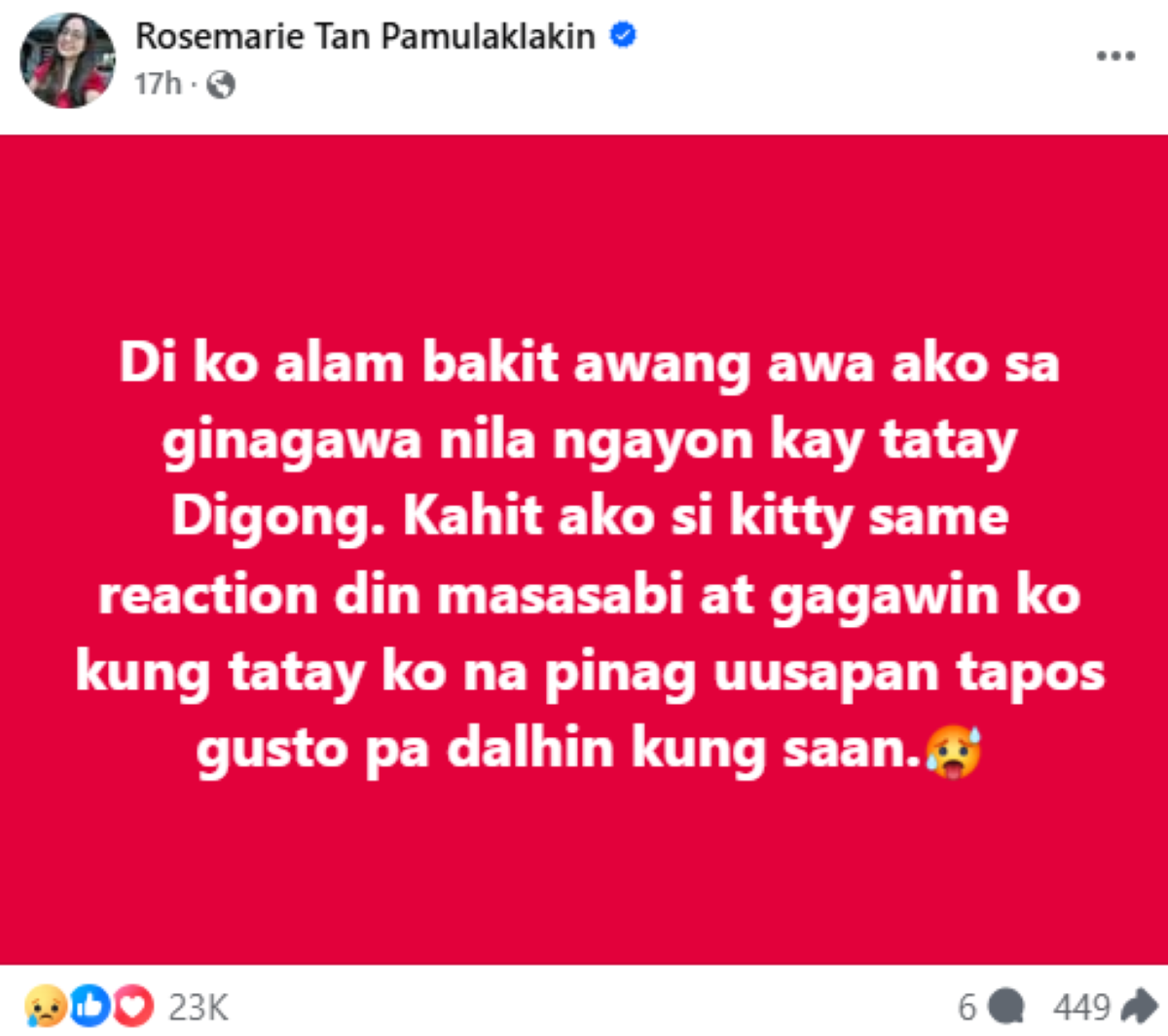 Photo courtesy: Rosemarie Tan Pamulaklakin (FB)