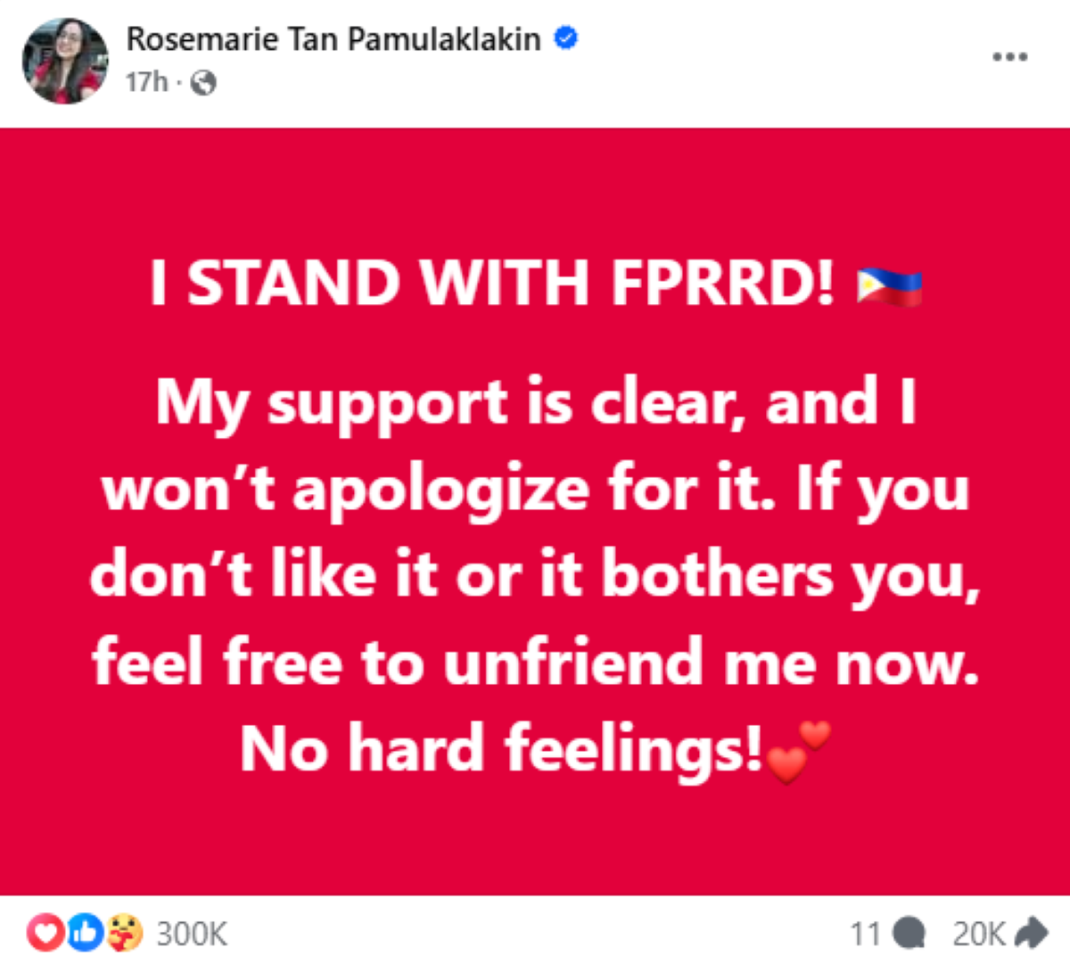 Photo courtesy: Screenshot from Rosemarie Tan Pamulaklakin (FB)