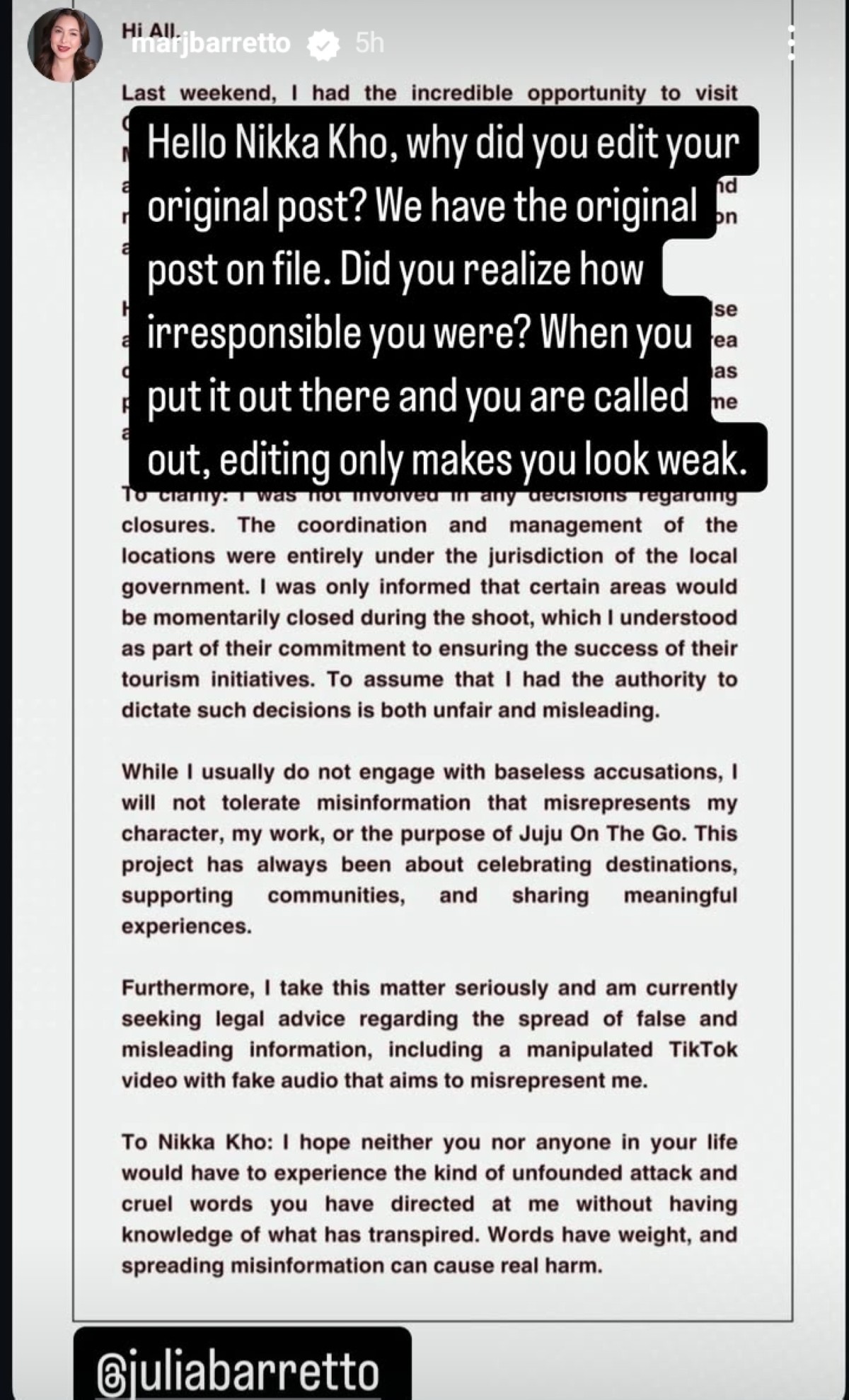Photo courtesy: Screenshot from Marjorie Barretto (IG)/via Fashion Pulis