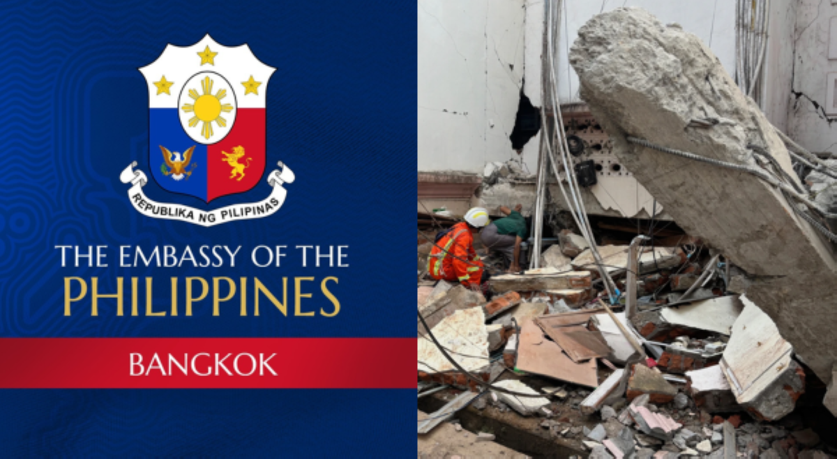 Philippine Embassy sa Thailand, pinabulaanan umano'y 10 Pinoy na nasawi sa lindol