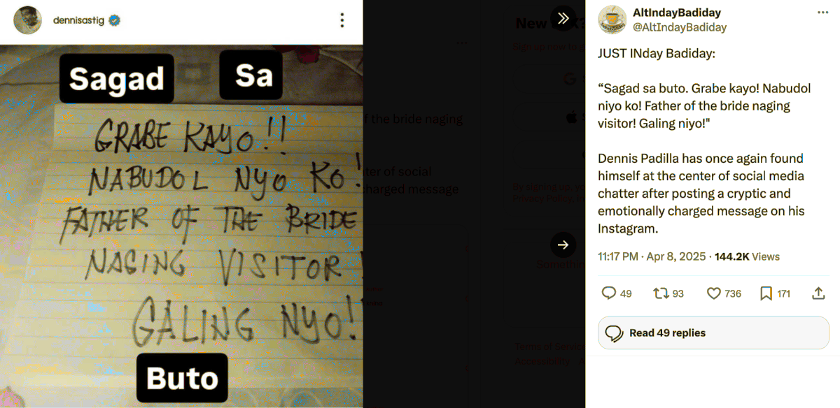 photo courtesy: screenshot ng IG post ni Dennis Padilla (Alt Inday Badiday) via MB