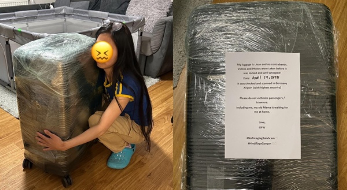OFW na may plastic wrap at note ang maleta: 'When you no longer feel safe in your own country!'