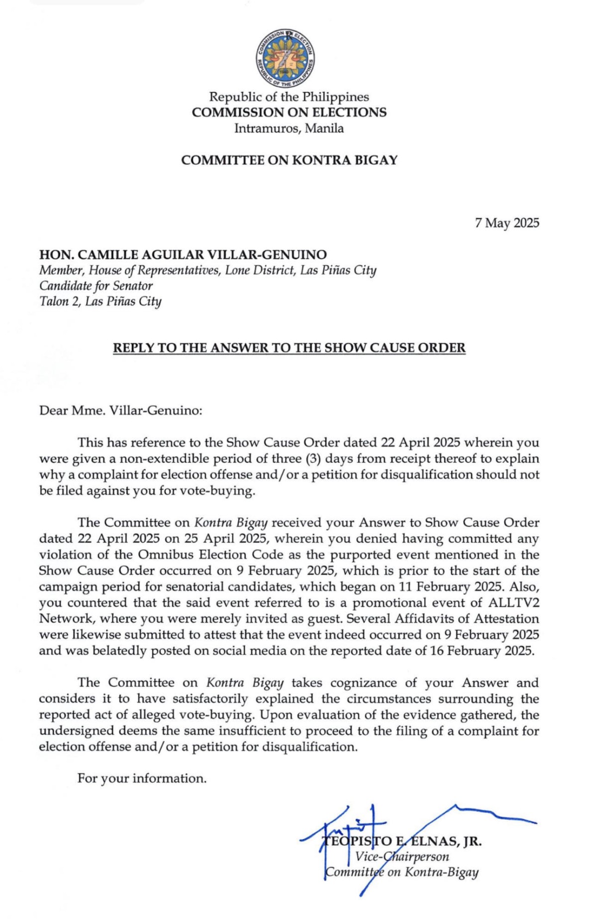 Photo courtesy: Comelec