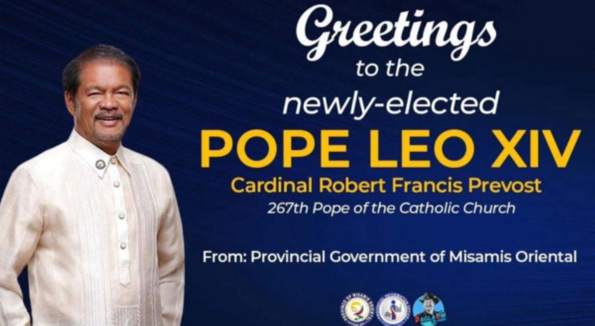 Pinutakting pagbati ng Misamis Oriental governor kay Pope Leo XIV, inihingi ng tawad
