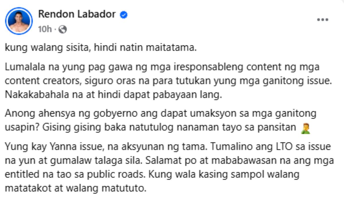 Photo courtesy: Screenshot from Rendon Labador (FB)