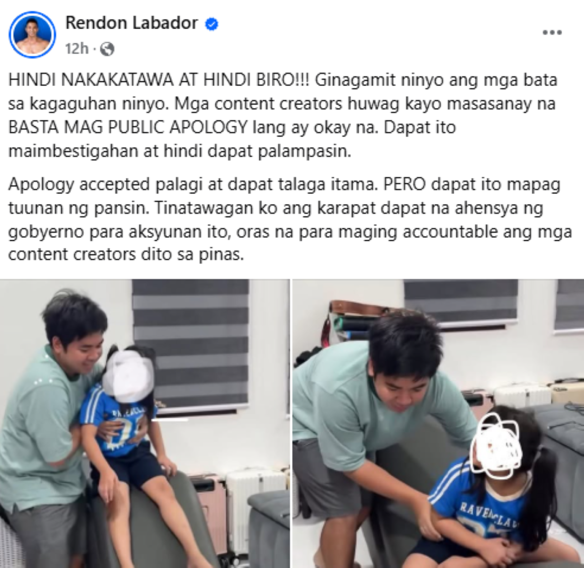 Photo courtesy: Screenshot from Rendon Labador (FB)