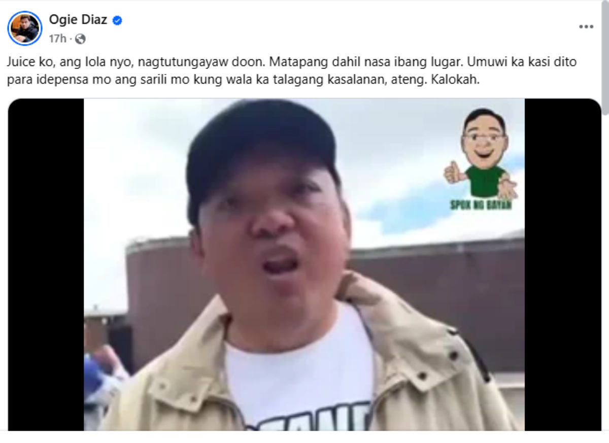 Photo courtesy: Screenshot from Ogie Diaz (FB)