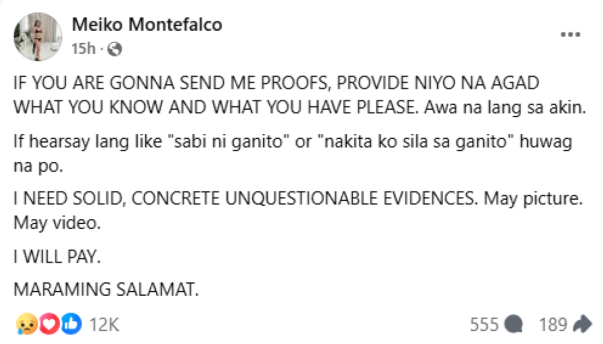 Photo courtesy: Screenshot from Meiko Montefalco (FB)