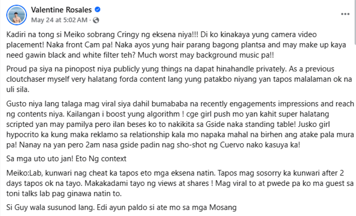 Photo courtesy: Screenshot from Valentine Rosales (FB)