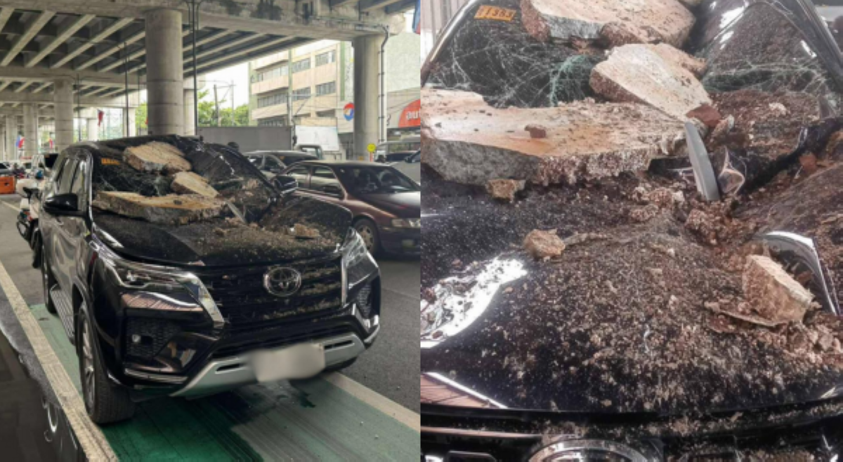 'Sapul!' Tipak ng bato sa Skyway, bumagsak sa isang SUV