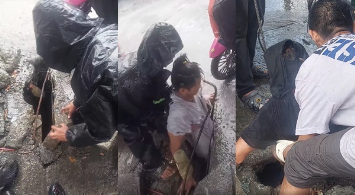 Gusto rin ng ₱80k? 2 lalaki, sinagip mula sa loob ng imburnal