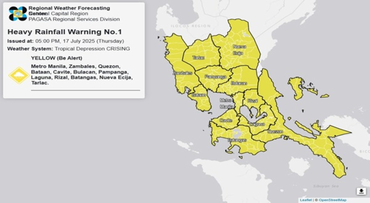 Yellow warning level, itinaas sa ilang lugar sa Luzon dahil sa #CrisingPH
