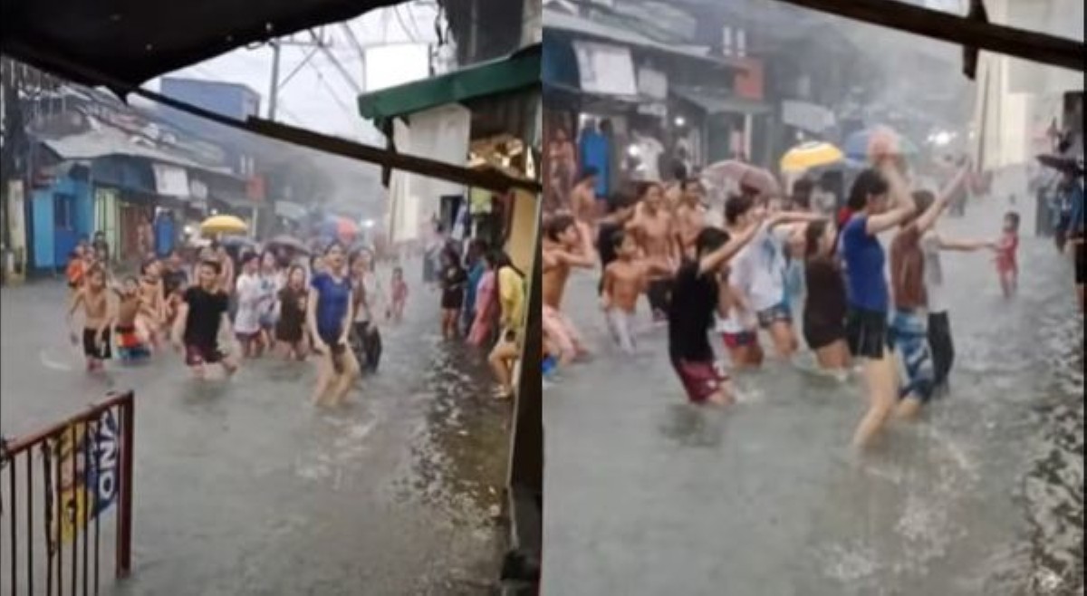 &lsquo;Basic lang!&rsquo; Kalyeng may abot-binting baha, ginawang &lsquo;dance floor&rsquo;