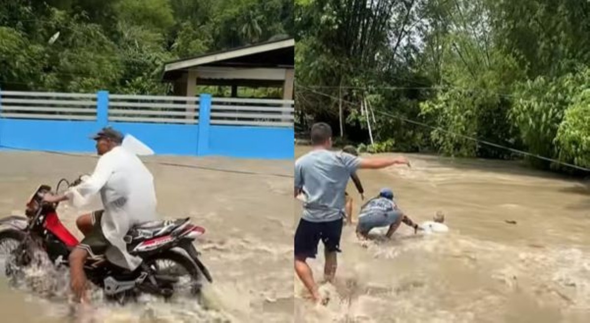 Lolo, nahulog sa motorsiklo; muntik nang anurin ng rumaragasang baha