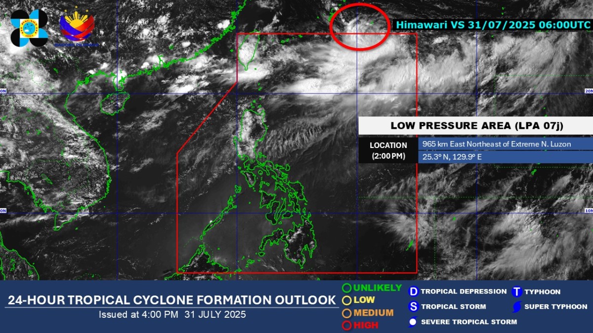 LPA sa labas ng PAR, may 'high' chance maging tropical depression
