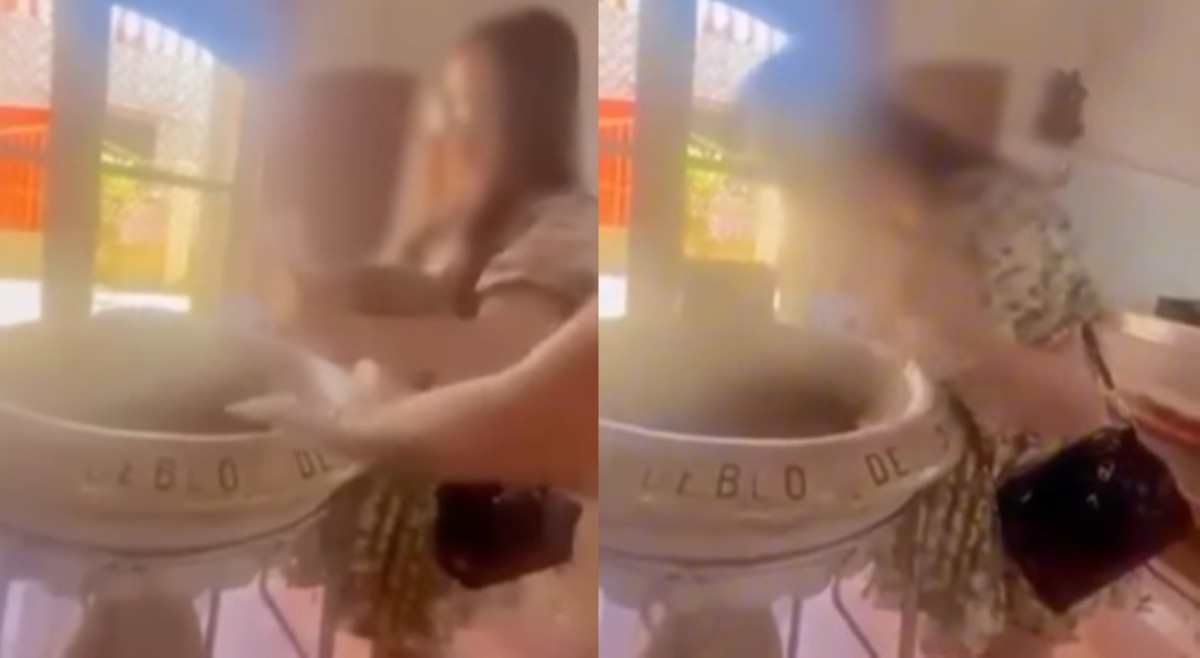 Lapastangan? Babaeng vlogger pinanggigilan, umano'y dumura sa holy water ng simbahan