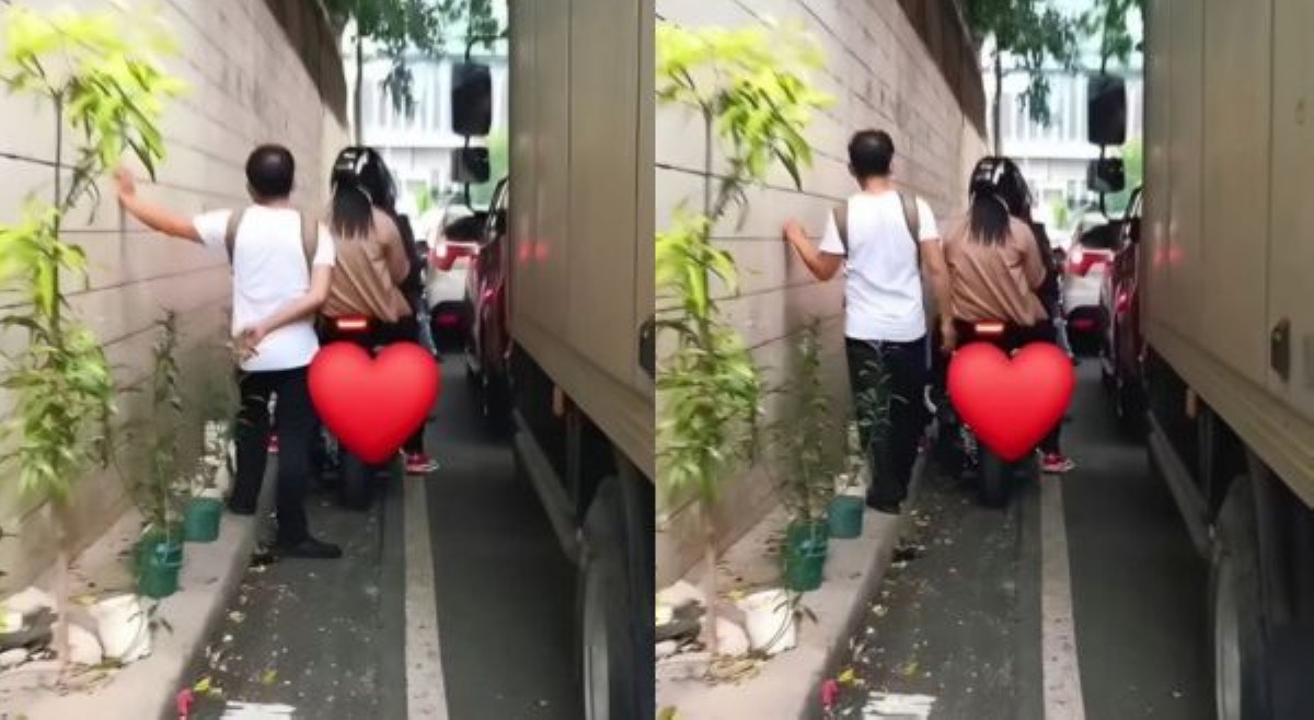 &lsquo;Naipit sa daan!&rsquo; Lalaking naglalakad lang at pumila sa traffic, kinagiliwan