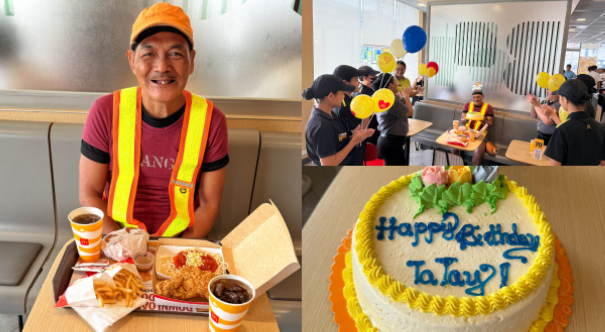 Tatay na inialok ang kinakain niyang tinapay, napalitan ng isang birthday celebration