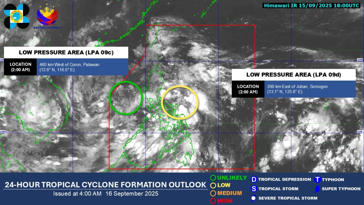 2 LPA, magdudulot ng pag-ulan sa Luzon, Visayas