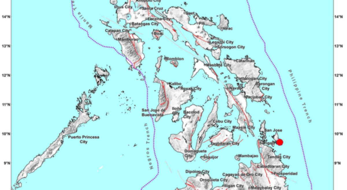 6.0 na lindol sa Surigao del Norte, bunsod ng Philippine trench&mdash;Phivolcs