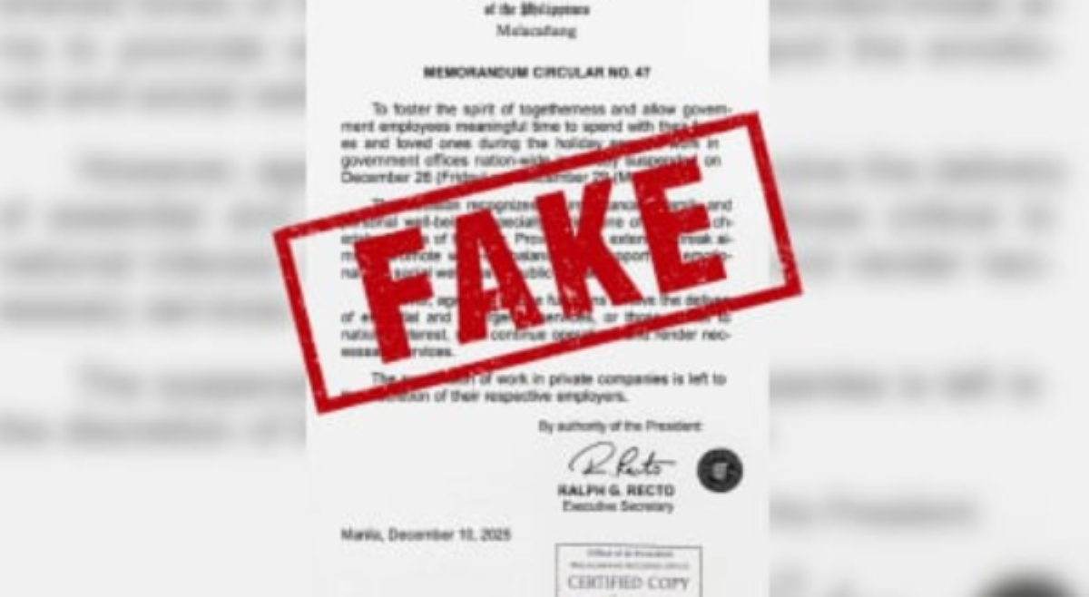 'Fake news!' Palasyo, sinabing walang gov't work suspension sa Dec. 26, 29