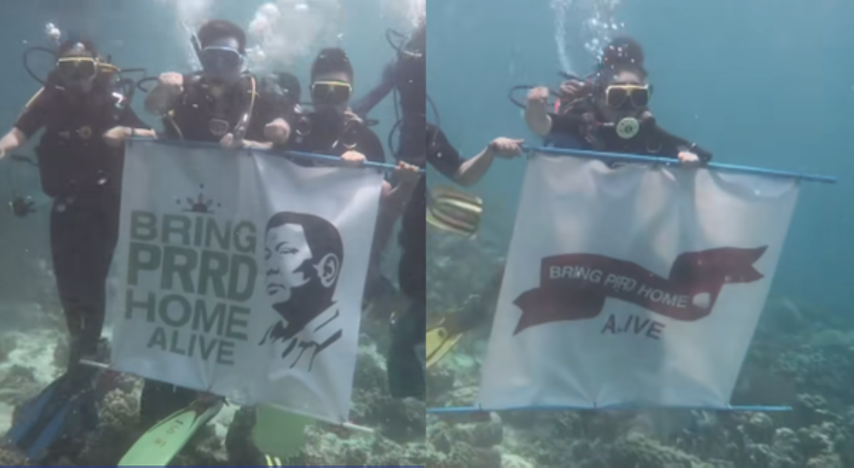 'Bring PRRD home alive!' Duterte supporters, nagprotesta sa ilalim ng dagat