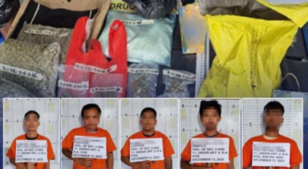 5 lalaki, arestado matapos masabatan ng higit ₱176M halaga ng shabu, marijuana, atbp