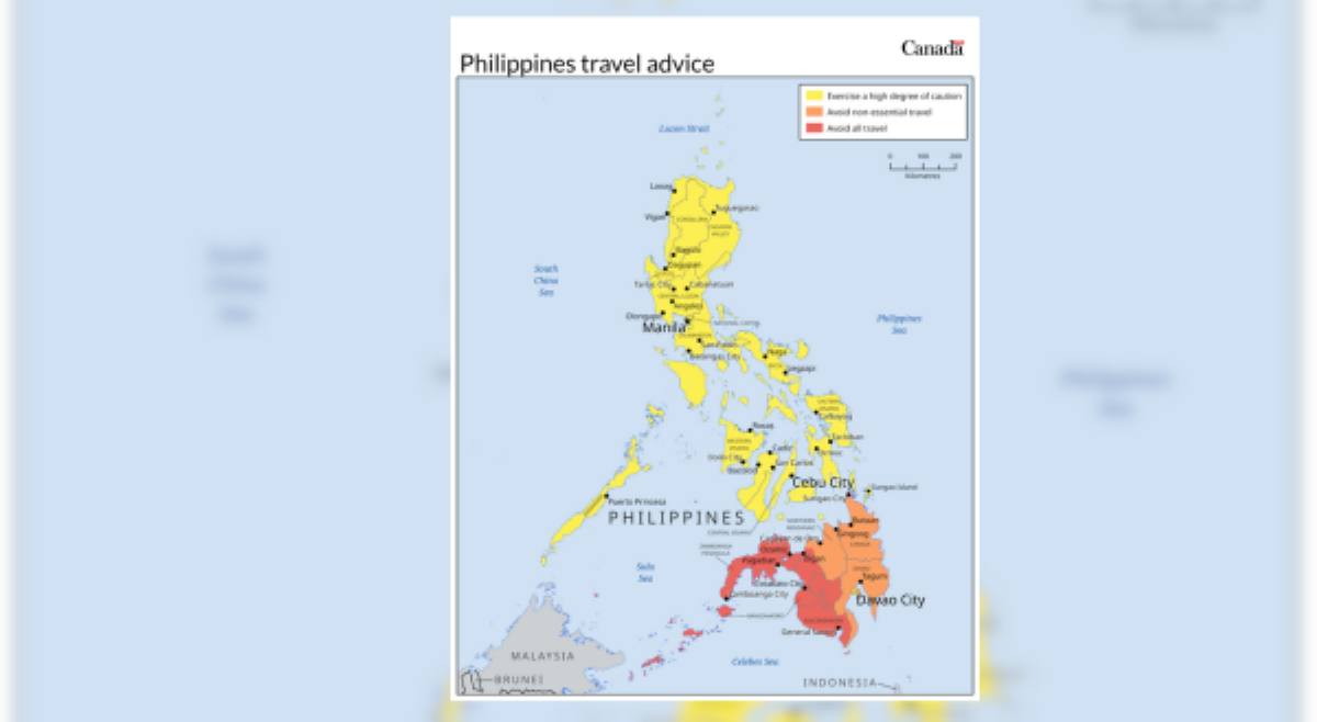 Canadian government, naglabas ng &lsquo;travel warning&rsquo; sa mga lokal nilang magta-travel sa Pilipinas