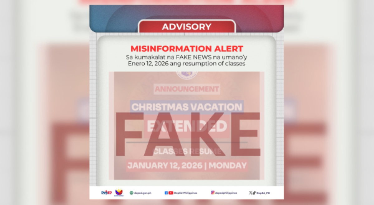 &lsquo;Fake News Alert!&rsquo; DepEd, nilinaw na sa Enero 5 pagbabalik sa klase, hindi sa Enero 12