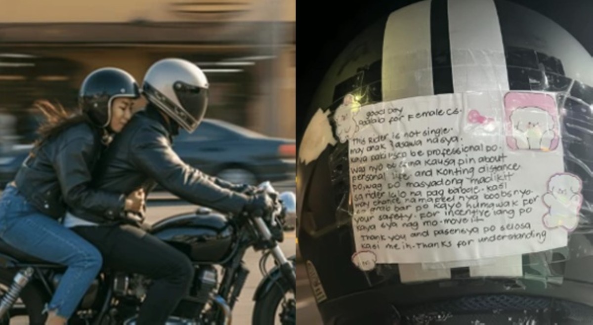 'The rider is not single! Selosang misis, nag-iwan ng paalala sa helmet para sa mga babaeng pasahero