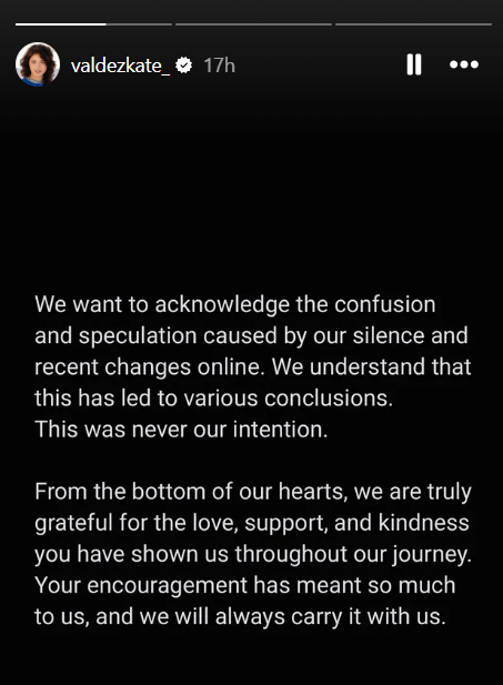 Screenshot mula sa Instagram story ni Kate. 