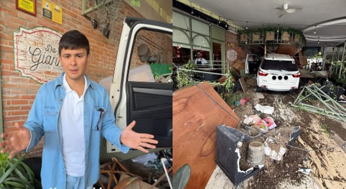 Lady driver na umararo sa resto ni Matteo, gas natapakan sa halip na brakes