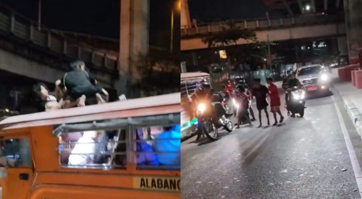Grupo ng mga menor de edad, nagsuntukan sa ibabaw ng pumapasadang jeep