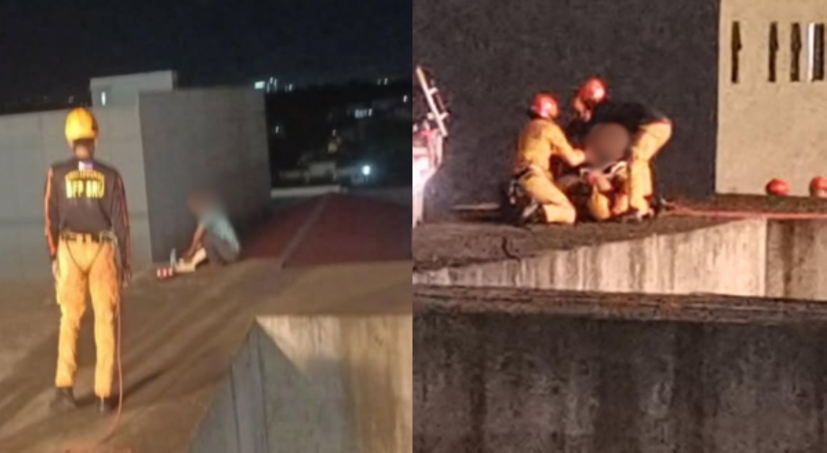 Lalaking umakyat sa tuktok ng LRT-2 Antipolo Station, na-rescue na!