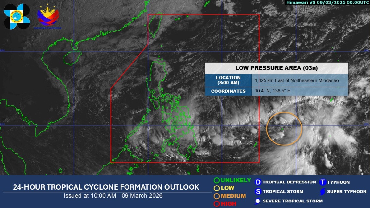 LPA sa labas ng PAR, may 'medium chance' na maging bagyo