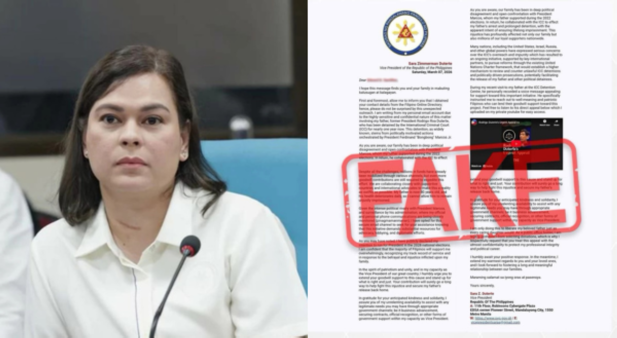 VP Sara, binalaan publiko sa gumagamit ng pangalan niya sa pagpapadala ng email messages