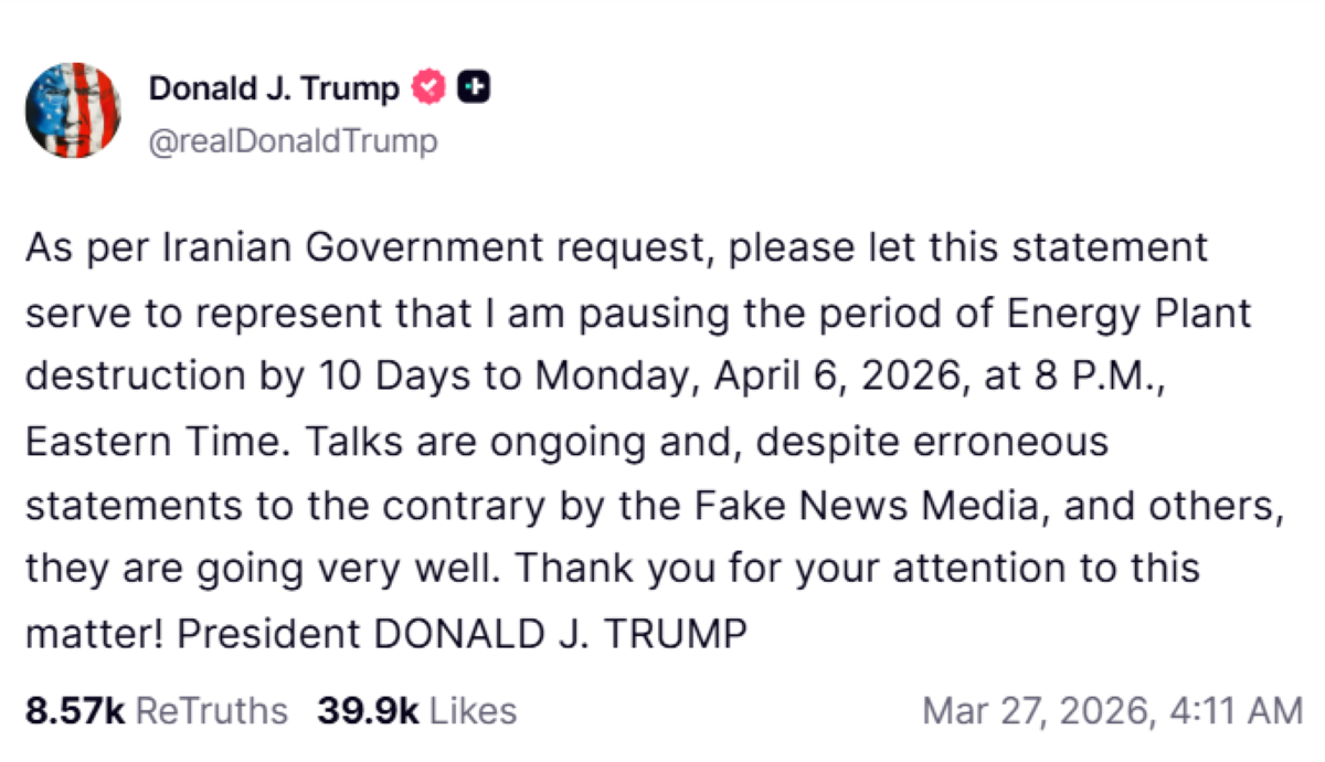 Photo courtesy: US Pres. Donald Trump (Truth Social)