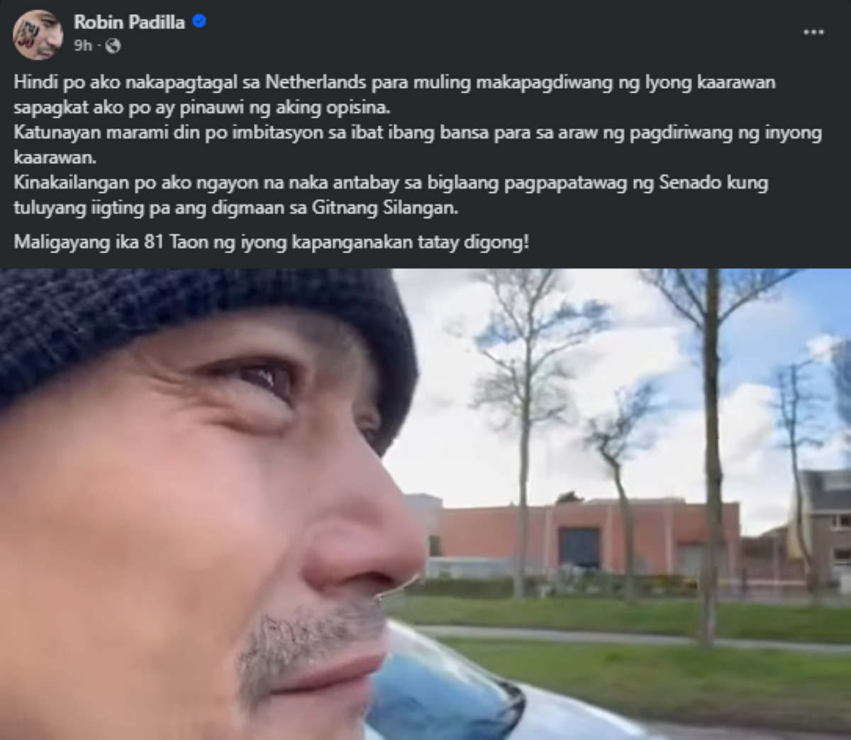 Photo courtesy: Sen. Robin Padilla (FB)
