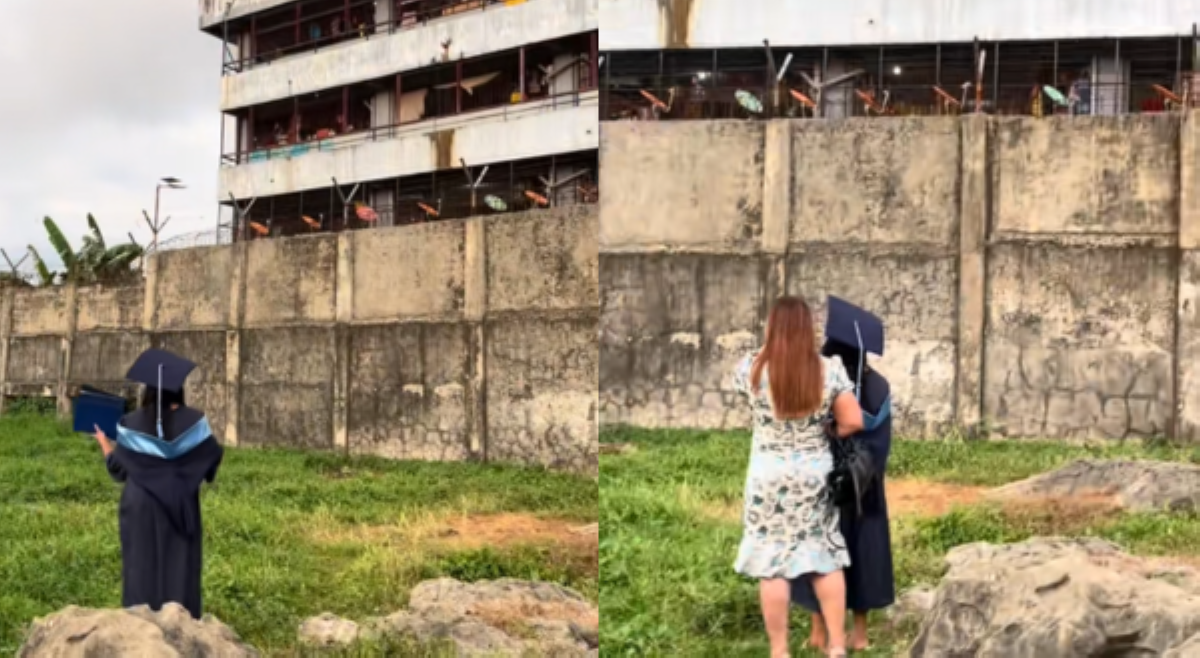 Bagong graduate na kinakawayan tatay niyang bilanggo, nagpaantig sa puso