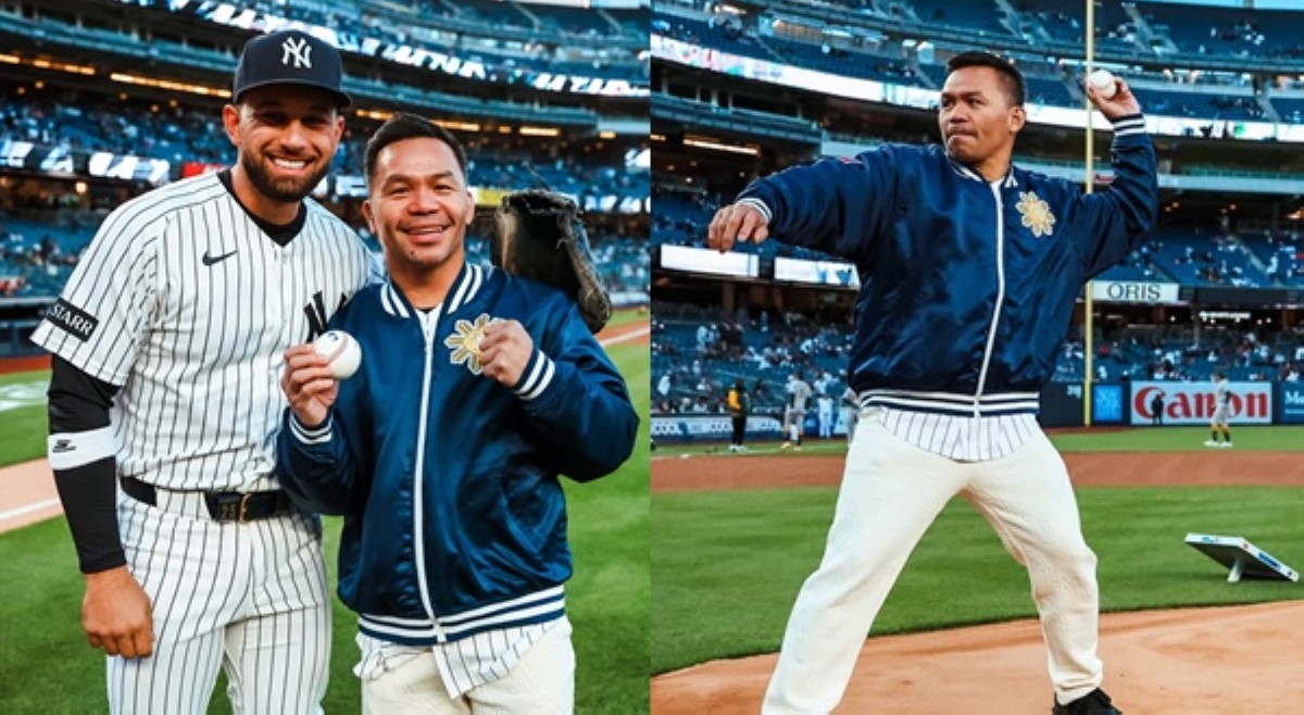 Manny Pacquiao, nag-ceremonial first pitch sa gitgitan ng Yankees at Athletics