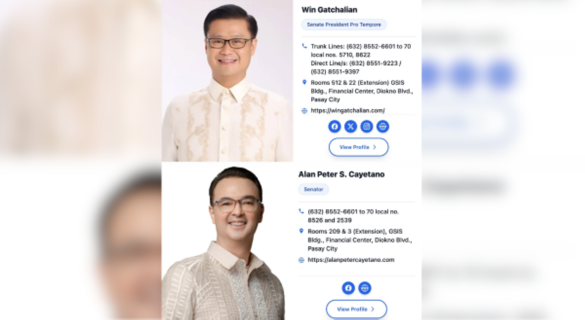 Updated na? Posisyon nina Sen. Win, Sen. Alan, pinalitan na sa Senate website