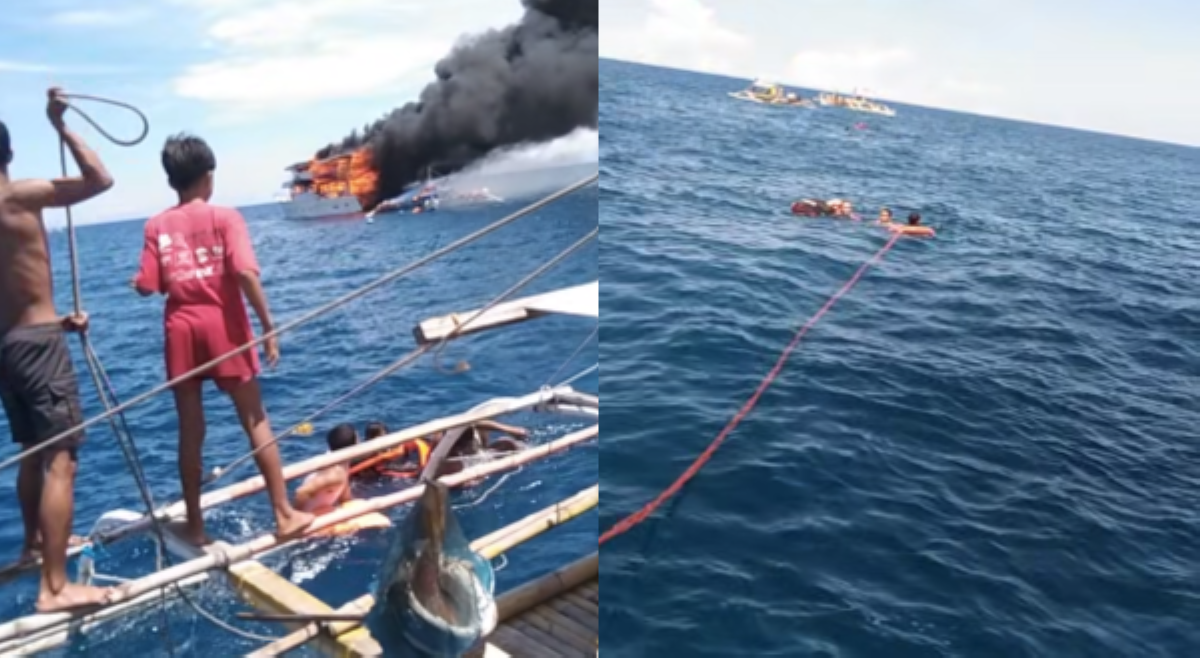 #BalitaExclusives: Yateng may kargang relief goods, nasunog sa dagat!