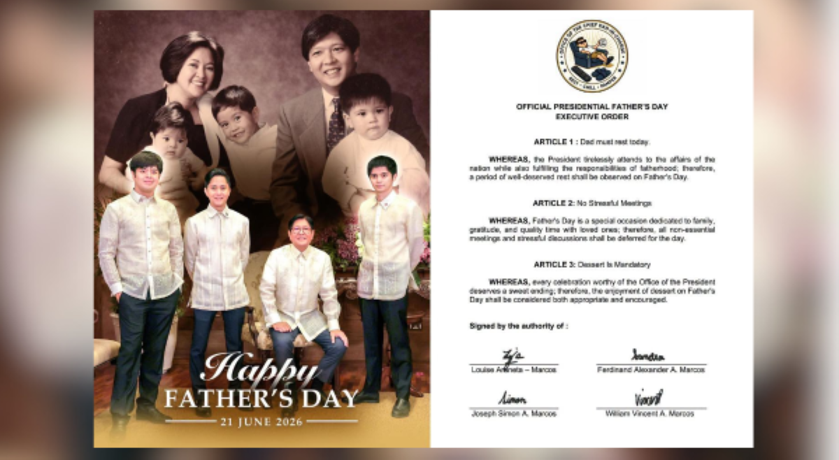 FL Liza kay PBBM sa Father&rsquo;s Day: &lsquo;You are hereby directed to rest today!&rsquo;