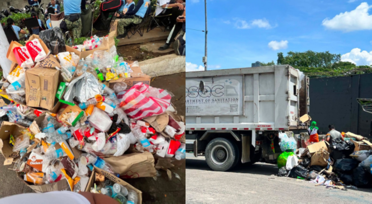 Tatlong truck ng basura, napuno matapos ang INC rally sa EDSA